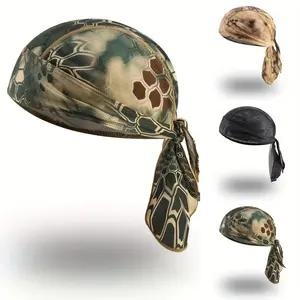 Camouflage Print Skull Cap Beanie - Breathable Quick-Dry Adjustable Do Rag Bandana for Men & Women, Tactical Headwear for Outdoor Sports, Fishing & Hunting