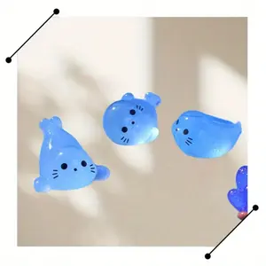 50-Pack Glow-in-the-Dark Mini Seal Resin Figurines - Creative Desktop Home Decor Gifts - Randomly Shaped Cute Cartoon Luminous Marine Animal Models, Office Desk Ornaments