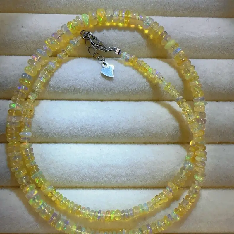 <PingEast Jewelry>Opal necklace--Shine with elegance with this 925 sterling silver necklace, featuring multiple natural Australian opal beads in a delicate, colorful design. Simple, refined, and timeless—perfect for any occasion. Includes a certificate of