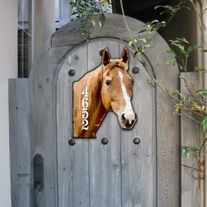 Designocracy MA98160-24 24x18 in. Horse Wooden Custom House Number Sign - Large Country-Inspired Colorful Crafted Decorative Wall Plaque, Gift-Worthy Home Decor