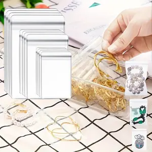 120 pcs anti oxidation zipper bag, 3 sizes, transparent plastic jewelry ring earring packaging storage bag, portable dustproof, suitable for ring, earring decoration, storage and small accessories, party gift jewelry storage bag