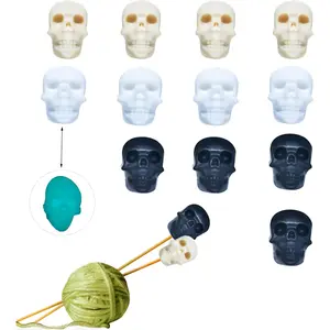 12pcs Cute Skeleton Head Knitting Needle Point Protectors Skull Stitch Stoppers for Knitting Supplies Accessories