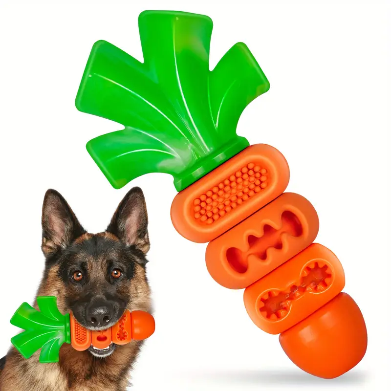 Apasiri Aggressive Chewers Dog Chew Toy for Large Breed Dogs - Indestructible Nylon Chew with Carrot & Leaf Design, Durable Dental Health for Teeth Cl