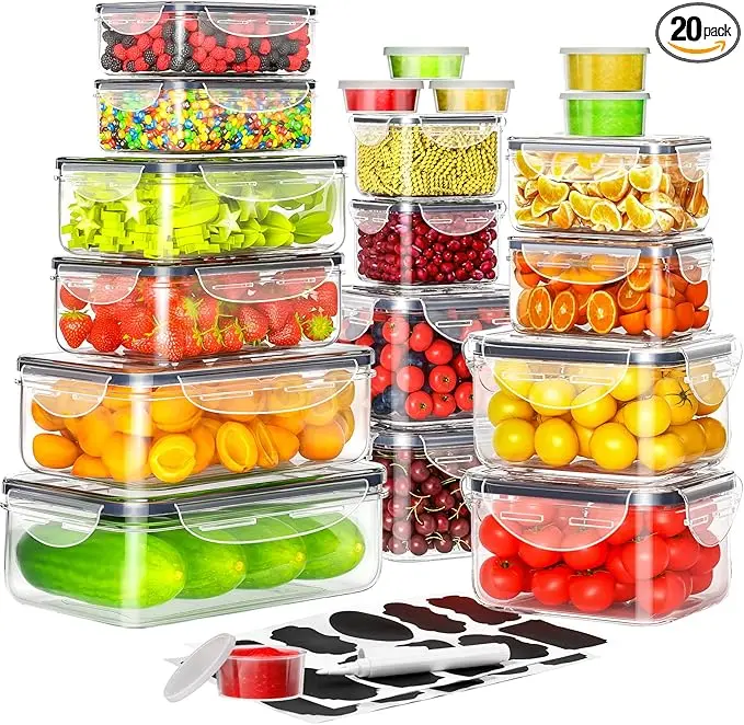 “Free Delivery” set of airtight food storage containers for fruits, leakproof, reusable, BPA-free, for kitchen and pantry — La