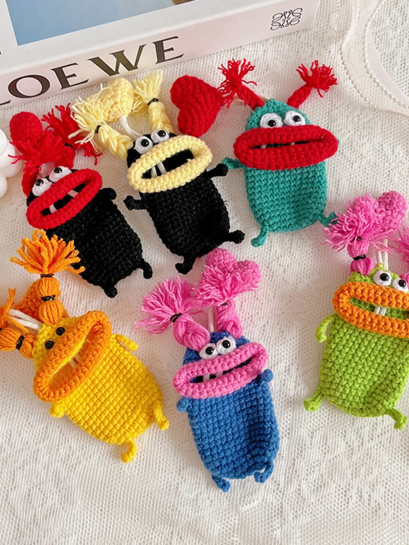 Handmade Crochet Keychain, 1 Count Funny Big Mouth Key Hanger, Party Gift for Mom, Friends, Anniversary Gift, Home Decor