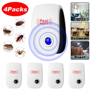 Dazone 4-Pack Ultrasonic Pest Repeller for Mice Rats Spiders Roaches & Insects Indoor Home Restaurant Garage Use Effective Pest Control Device