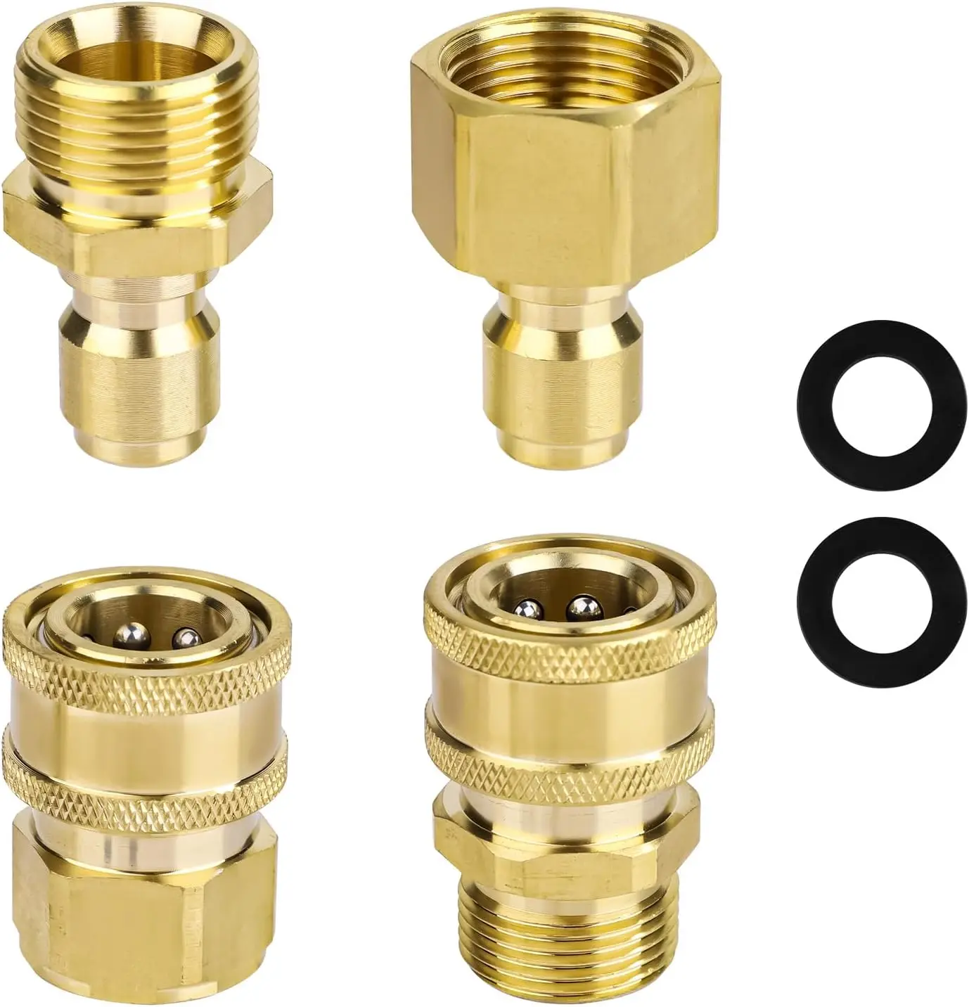 Pressure Washer Quick Connect Kit, M22-15mm Threaded to 3/8 Inch Quick Hose Connect Fitting Coupler Compatible with Electric Pressure Washer with M22 15mm Thread