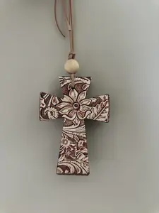 Freshie Hanging Auto & Home Freshie Cross with Faux Leather Card Stock Design, Made to Order