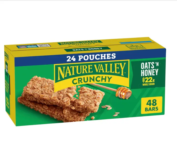 Nature Valley Crunchy Granola Bars, Oats 'n Honey, 48 Ct, 35.76 oz (24 Pouches)