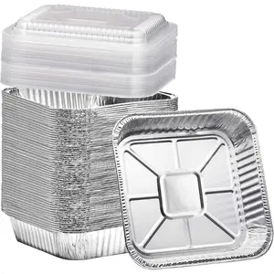 8x8 Aluminum Pans with Clear Plastic Lids - Square Baking Cake Pans - Foil Pans with Lids - Disposable Food Containers Great for Cooking, Heating, Storing, Prepping Food