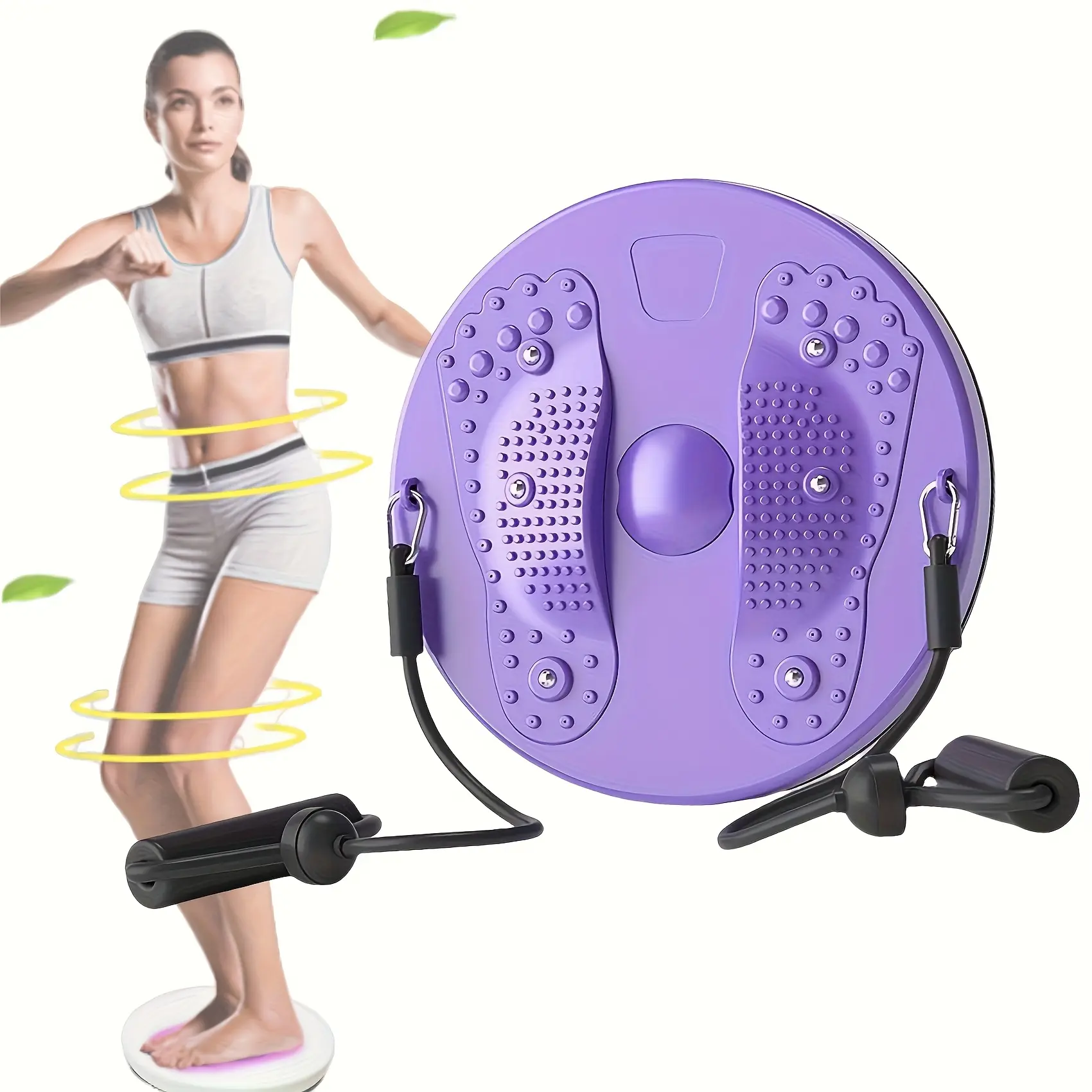 [Office Fitness] Magnetic Twist Wheel Twisting Waist Machine with Resistance Rope Abdominal Exercise Machine Home Lazy Fitness Equipment No Power Required Silent Lifting Hips and Slimming Waist Purple