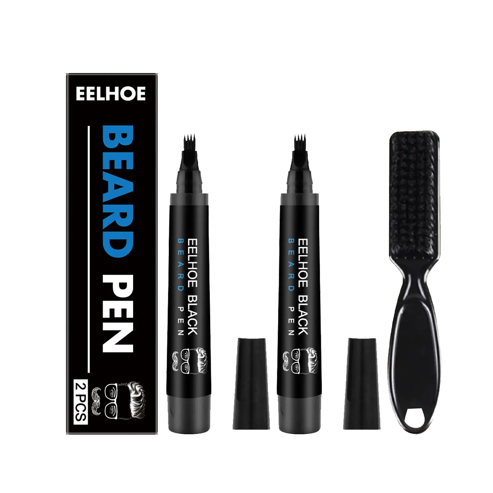 Men's Beard Filler Pen Kit with Brush, Smudgeproof Waterproof Touch-Up Beauty Product for Patchy Beard, Hairline & Eyebrows, Blendable Natural Finish for Daily Use, Beauty Products, Waterproof Wear