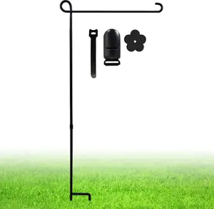 Garden Flag Stand, Powder-Coated Flagpole Hardware - Thick Premium Metal Holder, Sturdy Straight Pole, Flag Stopper, Clip for Seasonal Christmas Outdoor Decor (Home Improvement Garden Supplies)