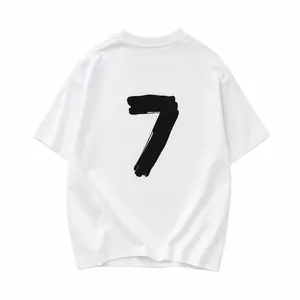 Unisex Oversized Number 7 Graphic Tee – Minimalist Streetwear Couple T-Shirt, Casual Summer Essential Top for Men & Women