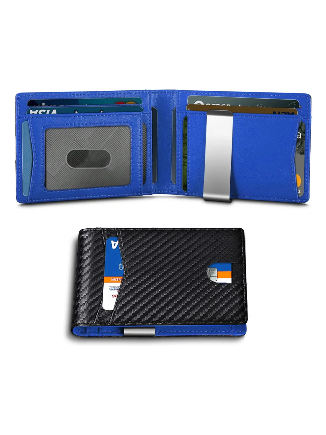 Men's Business Minimalist Carbon Fiber Wallet, Anti-Theft Slim Wallet for Men, Casual Card Holder with Clip, Thin Multifunction Front Pocket Wallet, RFID Blocking Bifold Wallet, Ideal Birthday Gifts