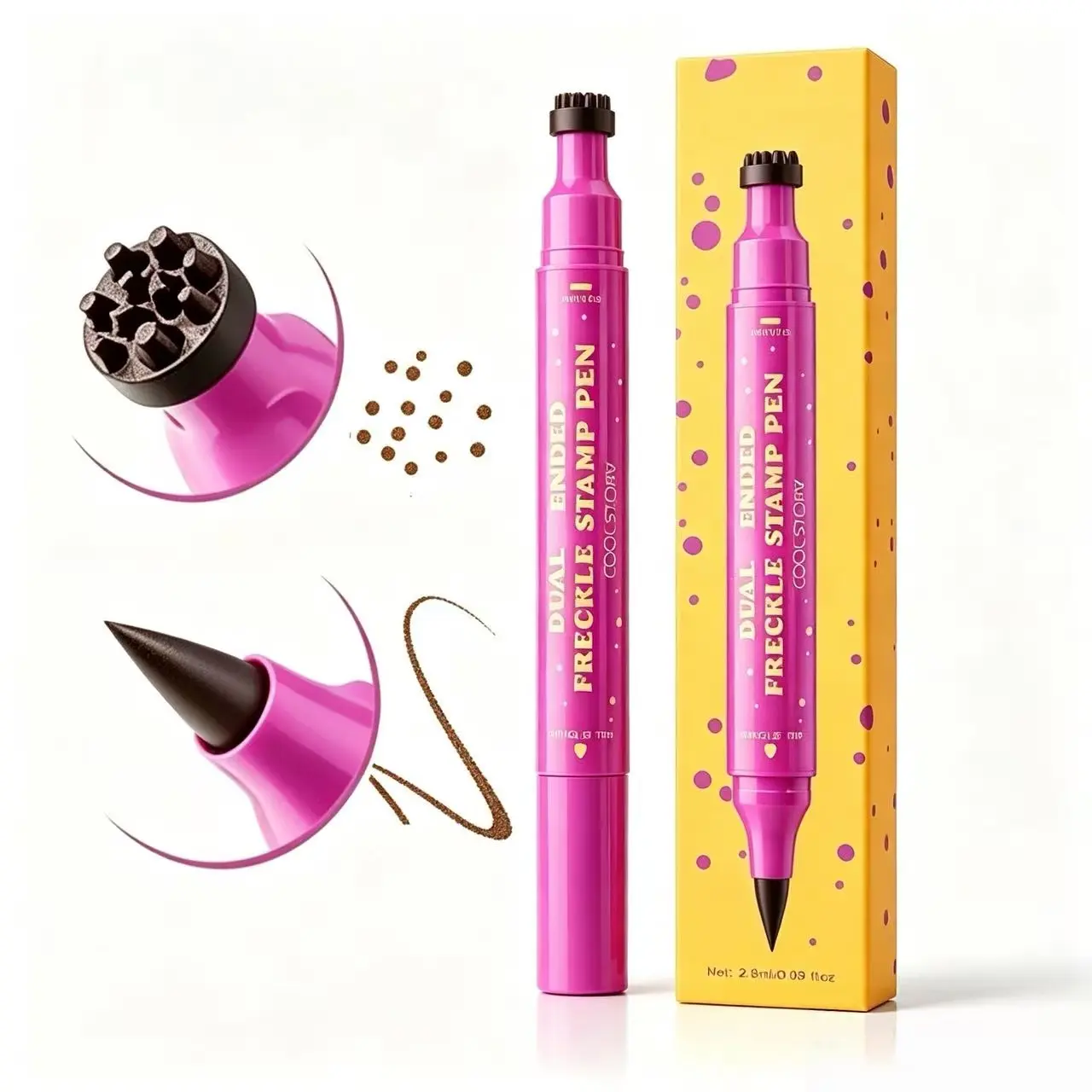 Dual-Ended Faux Freckle Pen, Freckle Stamp and Fine Tip Makeup Pen for Natural-Looking Face Makeup, Easy Freckle Look for Daily Wear, Party, Festival and Photo MakeupDealsForYouDays