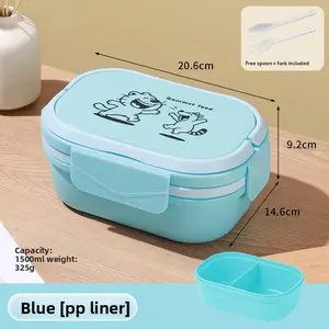 High-value PP insulated lunch box, a must-have for family outdoor activities, microwave-safe, suitable for office workers and students, comes with cutlery spoon, food-grade, and fresh-keeping lunch box, Insulated Bento Box, Microwavable Bento Box