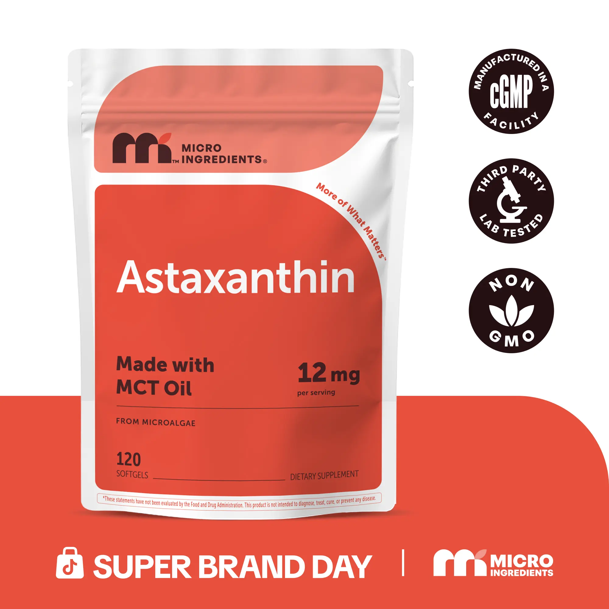 Micro Ingredients Astaxanthin 12mg | Natural Tanning, Fresh Microalgae Source, Easy to Swallow Micro Ingredients Astaxanthin 12mg | Natural Tanning, Fresh Microalgae Source, Easy to Swallow