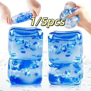 1/5 Counts Blue Snowflake Ice Cubes Square Malt Candy Stress Ball, Slow Bounce Malt Candy Ice Cube, Portable Office Stress Relief Toy, Squishy Series, Decompression Squeeze