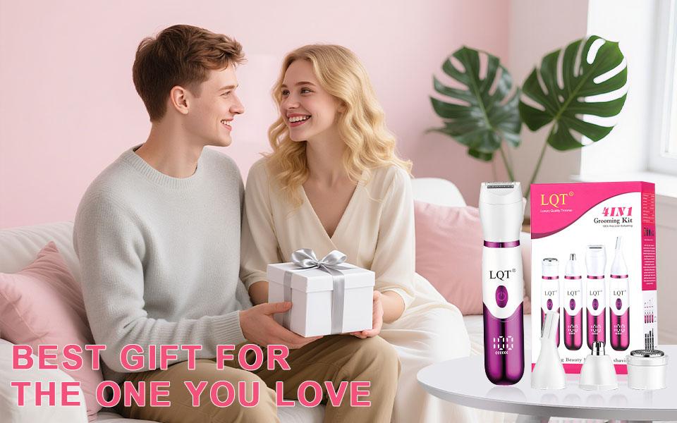LQT 4-in-1 Multi-Functional Women’s Electric Grooming Kit, designed for gentle hair removal and styling for the whole body. It handles hair management for the face, body, and delicate areas in one compact device, perfect for at-home use and travel,