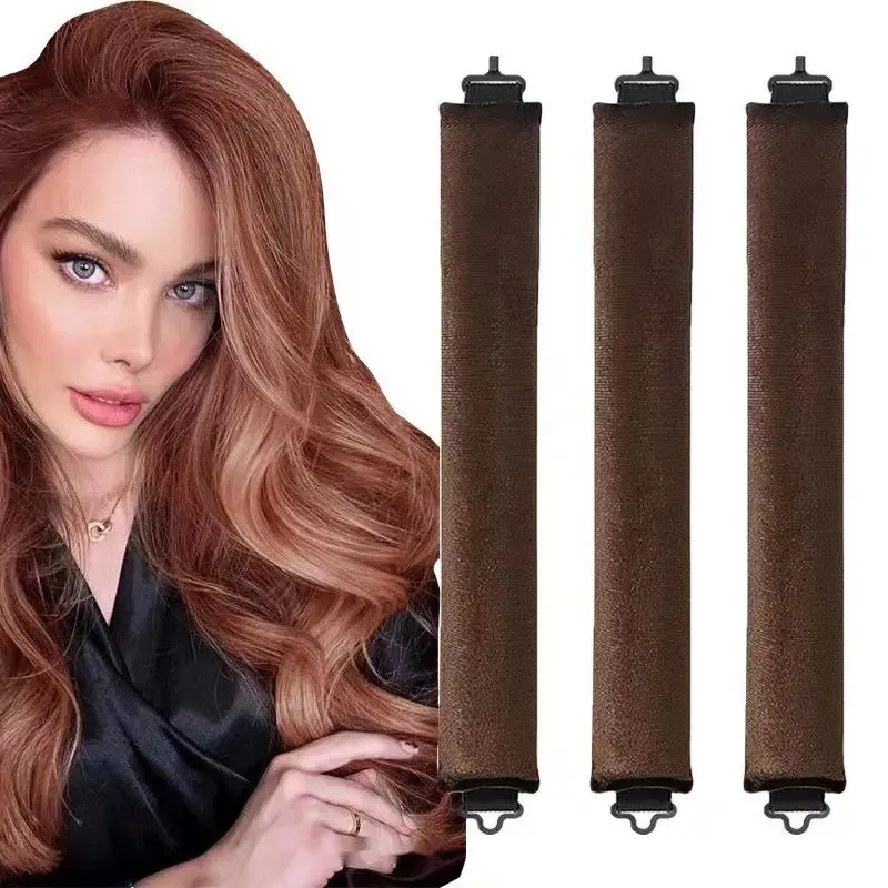 3 buah of non-heated curlers in a colorful box for sleeping, lazy people, and creating big waves, Heatless Hair Curlers, Heatless Curling Set