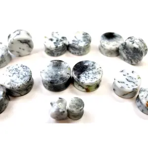 Dendritic Agate Double Flare Stone Plugs – Rare Natural Agate Gauges