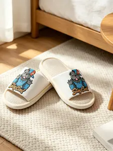Trendy Linen Slippers, Non-Slip Breathable Design, Comfortable for Home & Outdoors, Unisex Cartoon Style, All-Season Wear