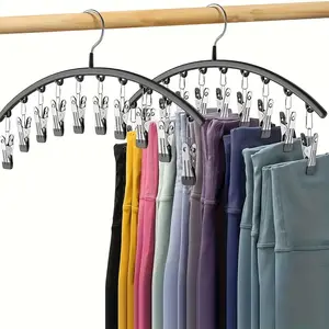 Metal Wardrobe Leggings Organizer with 10 Clips, Hanger Accessories, Space-Saving Design, Holds Up to 20 Pairs, Ideal Christmas Gift for Festive Occasions
