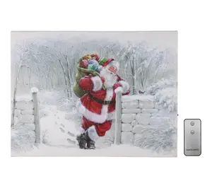 LumaBase Battery Operated Lighted Wall Art - Snowy Santa