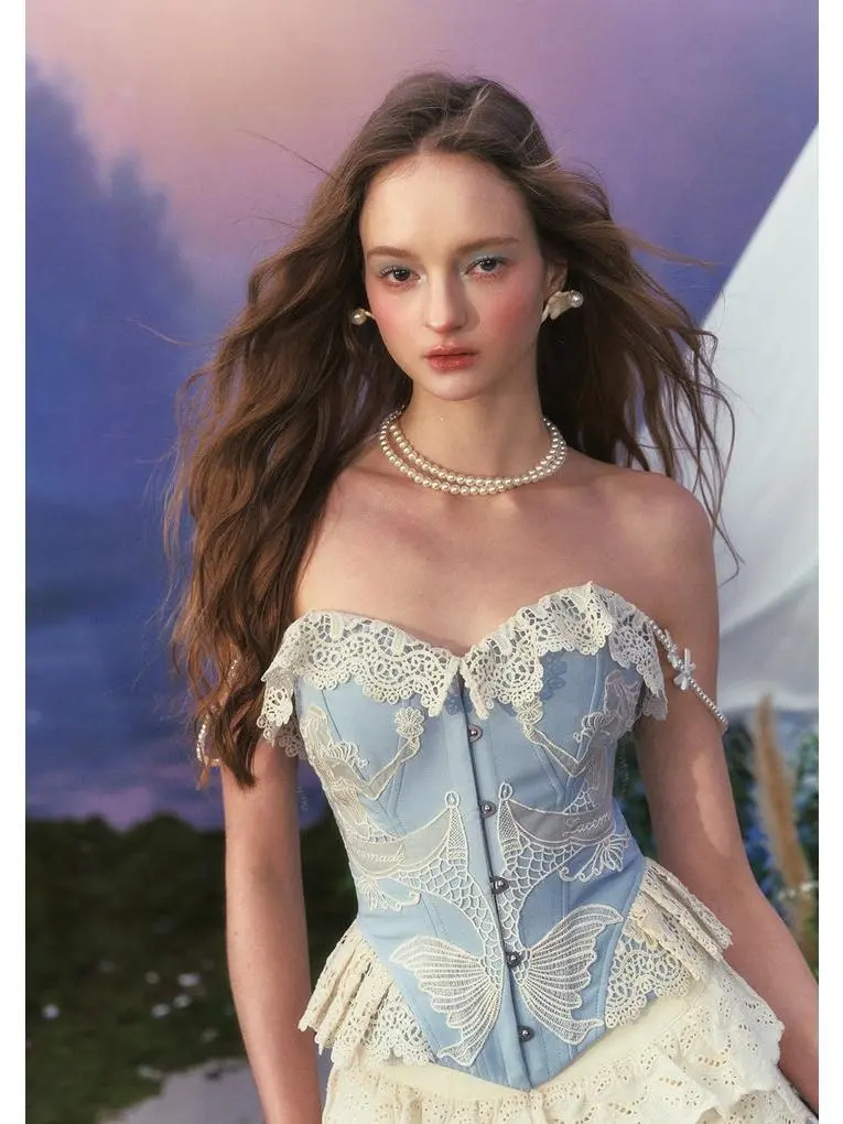 Mermaid Princess Corset - LaceMade Official Authentic, Sleeveless Twill Textured Fabric, Vintage Bust Design, Comfortable Fit SwimWeek