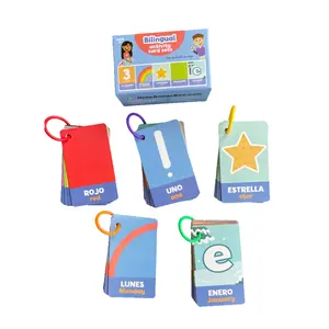 Bilingual Activity Card Sets – Spanish & English Flash Cards for Kids – Numbers Colors Shapes Months Days – Durable 3x5 Learning Cards with Rings for Toddlers Preschool Classroom & Homeschool