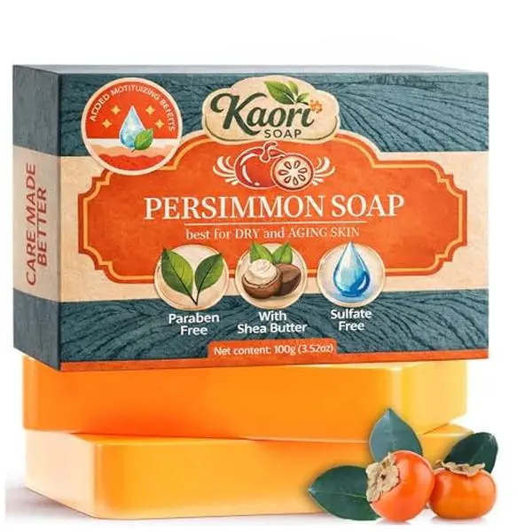 Deodorizing Persimmon Soap for Old People Smell, Natural Freshness Care for Mature Skin, Body Bar with Persimmon Tannin & Essential Oils, Hydrating & Long-Lasting, All Skin Types
