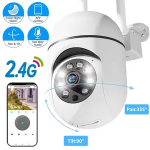 PTZ WiFi IP Security Camera, IP65 Dustproof Waterproof, 2.4G Wireless WiFi, 355° Horizontal Rotation, Clear Full Color Night Vision, Smart Human Detection, Two-Way Audio Talk, Mobile Remote Access, Great for Home Driveway Front Yard Garden Outdoor Safety