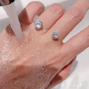 Ultra Invisible!Transparent Fishing Line SparklingDiamond Ring for Women, Simple Versatile High-EndNiche Light Luxury Elastic Index Finger Ring for Women