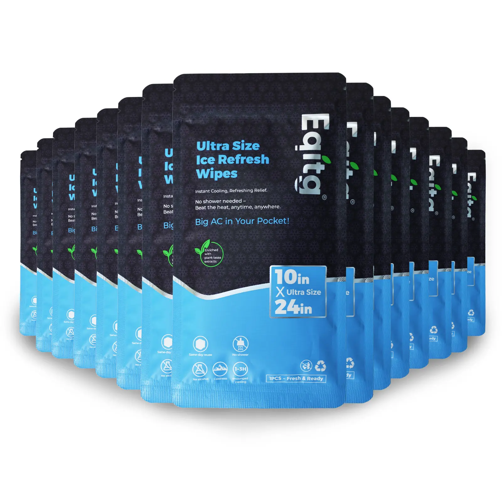 [Summer Launch Special] EQITG Cucumber Sensitive Skin Cooling Towel for Hot Weather - Instant, Long-Lasting Cooling, No Rinse, Large Body Wipe, Multi-Pack for Outdoor Performance, Summer Travel, Gardening, 15 Packs