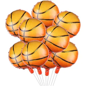 10pcs Basketball Balloons 18inch Basketball Birthday Decorations Aluminum Foil Sports Mylar Balloons Basketball Party Decorations Basketball Birthday Party Supplies