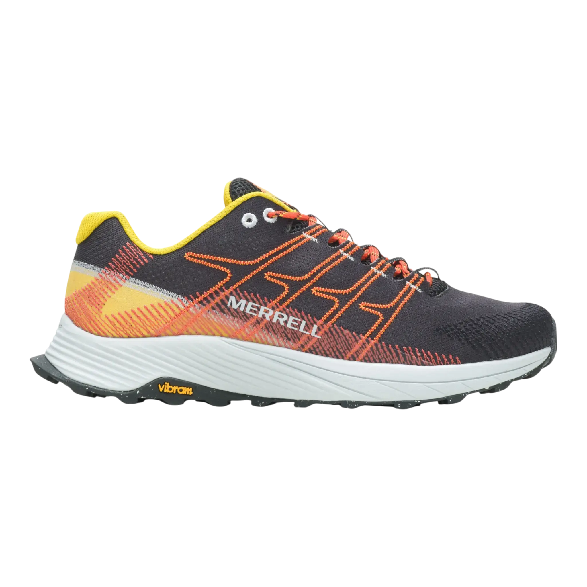 Merrell Moab Flight Trail Running Shoe in Black/Sulphur | Men's