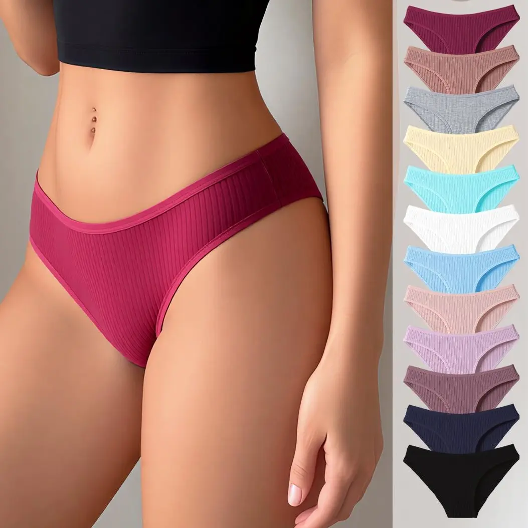 Hotcom Women's Cotton Panties - 7/12/13PCS Seamless Underwear for Women, Fashionable Basic Minimalist Bikini Briefs, Soft Stylish Fit, Practical Comfortable, XS-XXL Sizes, Spring Everyday Wear