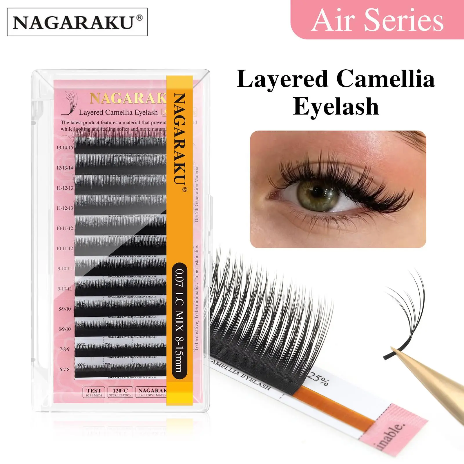NAGARAKU Perfect 3D Vision Fluffy Camellia Eyelash Premade Fans Wispy Volume Eyelash Extension LD LC Double-layer Individual 2026 New