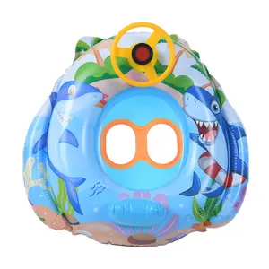 Inflatable Pool Float with Steering Wheel, Cute Cartoon Print Swim Float, Portable Water Float for Pool & Beach, Multi-Style Available