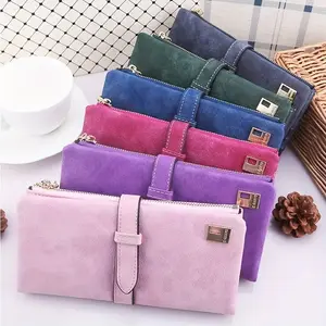 Long Solid Color Women's Plain Wallet, Clutch Bag, Credit Card Storage Long Handbag with Photo Window Bifold Card Holder