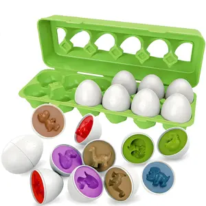 Easter Dinosaur Eggs Toys for Toddlers 1-3, Dino Egg Kids Color Sorting Shape Matching Game, Sensory Learning Montessori Toys for 1 2 3 Year Old Boy Girl Easter Basket Stuffers Birthday Gift