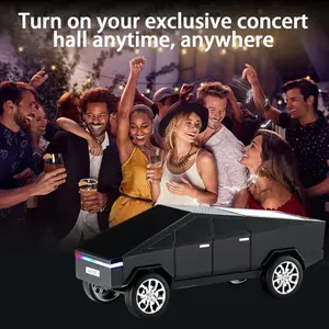 Cyber car Pickup Bluetooth Speaker, TWS Stereo Pairing, Deep Bass Portable Wireless Speaker with Bluetooth/USB/TF/AUX/FM, Built-in Mic, Rechargeable Car Model Speaker for Teens, Gaming, Parties & Gifts