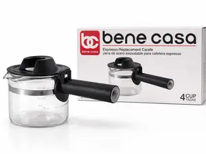 Bene Casa Espresso Replacement Carafe 4 Cup Glass Coffee Pot with Ergonomic Handle for Home Espresso Machines