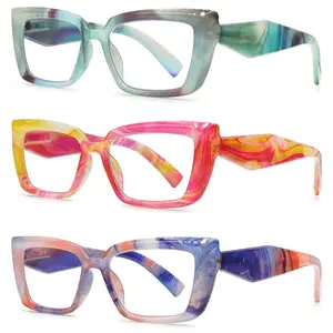 DEAAOK 3-Pack Reading Glasses for Women  Blue Light Blocking Readers Oversize Oprah Square Anti Glare Eyestrain Spring Hinge