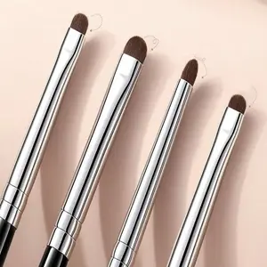 4pcs/Set Fine Eyeshadow & Eyeliner Detail Brush For Blending Makeup, Professional Eyeliner Brush, Long Handle Reversible Cosmetic Brush Makeup Tools For Sensitive, Delicate, Dry Skin For Easy And Beautiful Eye Makeup