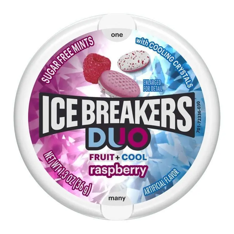 ThayerIce Breakers DUO Mints Raspberry Canister 1.5oz 8 pack