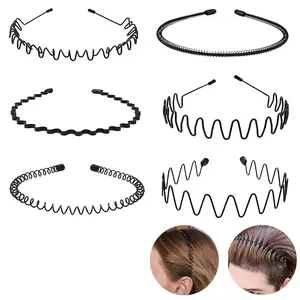 Metal Men Headbands Women Hair Bands Unisex Black Wavy Spring And Summer Outdoor Sports Headbands Scalp Adjust Safety Fit Headband Grad Cap Hair Accessories