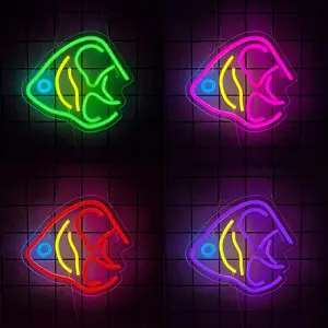 Fish Neon Sign Ocean Tropical Fish Animal Neon Sign Sea Art Led Light for Restaurant Signage Shop Home Wall Decor Welcome Sign Bedroom Bar Hotel Shop Party