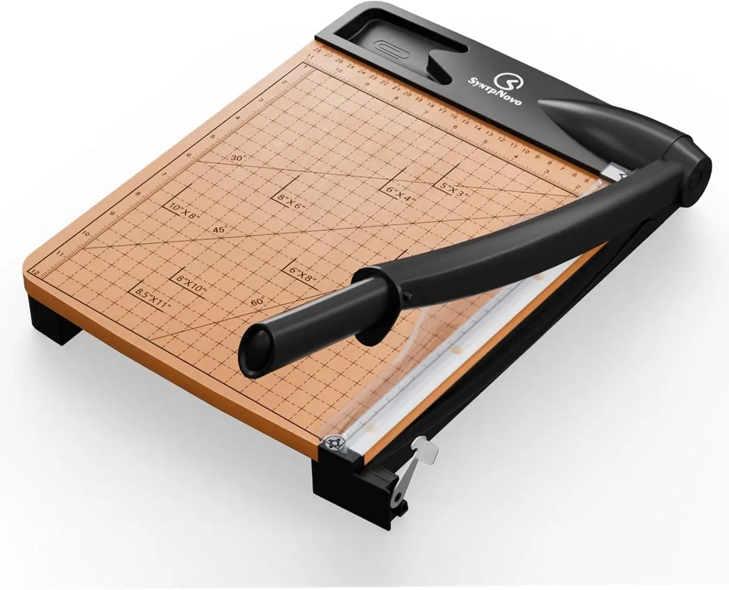 12 Inch Heavy Duty Wood Guillotine Paper Cutter & Trimmer, 12-16 Sheets Capacity Cutting Board for Classroom, Crafting, Cardstock Black
